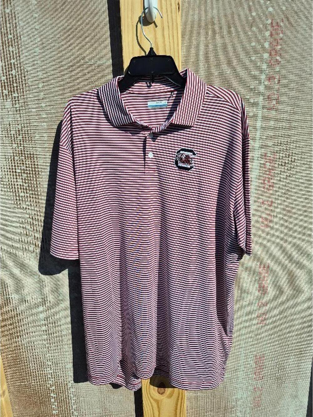 Columbia South Carolina USC Gamecock Omni Polo Shirt Red XXL 2XL $85 MSRP Stripe